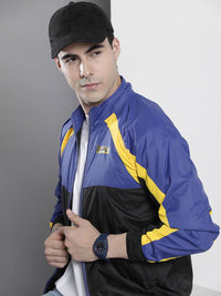 The Indian Garage Co Men Black & Blue Colourblocked Windcheater Bomber Jacket