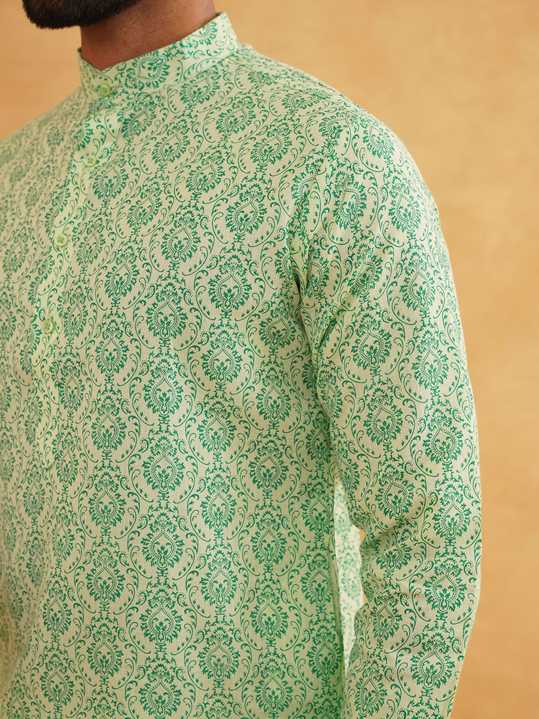 SOJANYA Motif Etnik Bercetak Kurta Linen Kapas Biasa Dengan Pijama