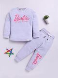 Happy Faces Girls Pure Cotton Barbie Printed T-shirt with Joggers