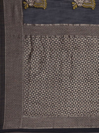 Saree mall Navy Blue Paisley Linen Blend Banarasi Saree
