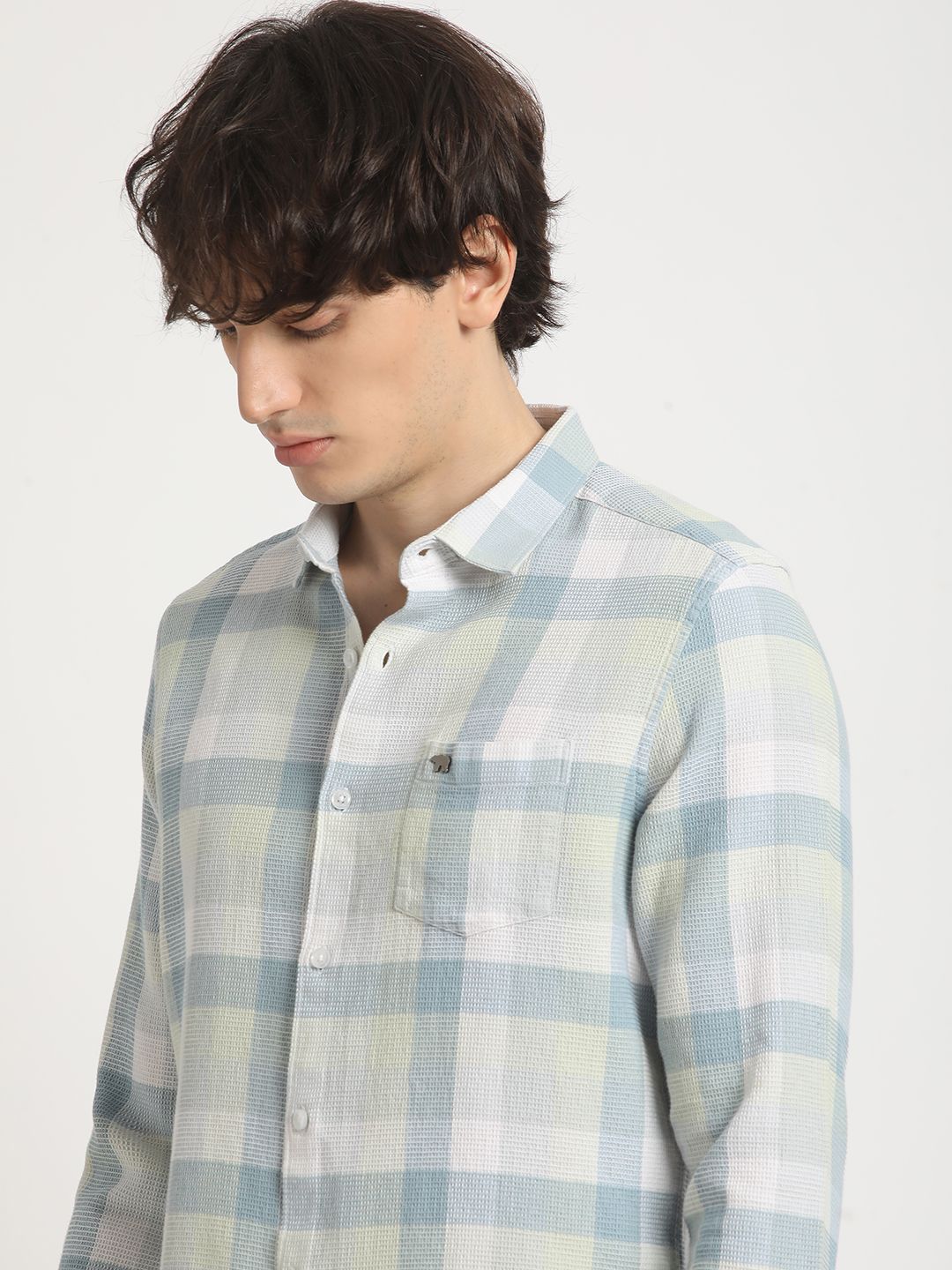 THE BEAR HOUSE Men's Checked Slim Fit Casual Shit