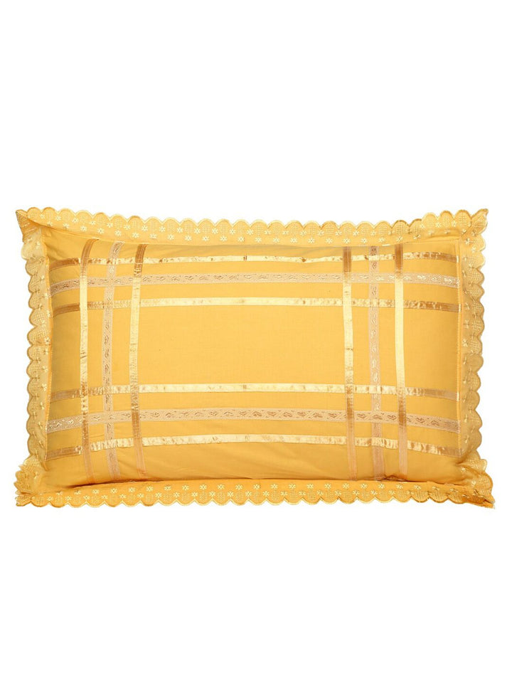 HOSTA HOMES Set Of 2 Orange Lace Embroidered 280 TC Rectangular Pillow Covers