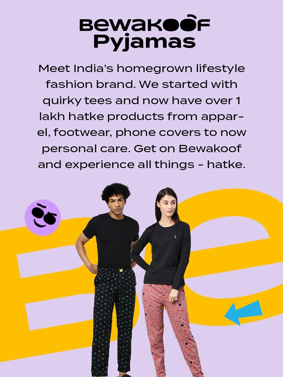 Bewakoof Women Black All Over Printed Wide Leg Pyjamas