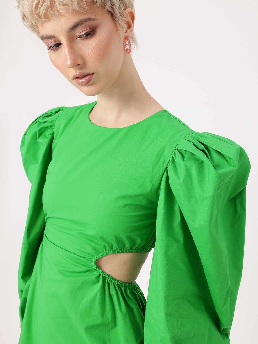 DressBerry Dare To Bare Power Shoulders Cut-Out Sheath Mini Dress