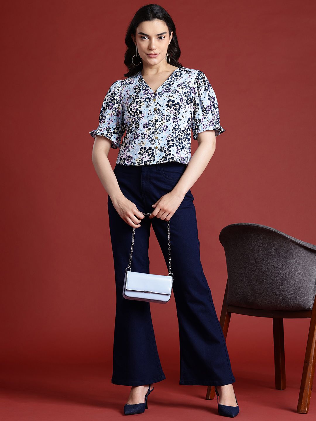 all about you Floral Print Puff Sleeve Top
