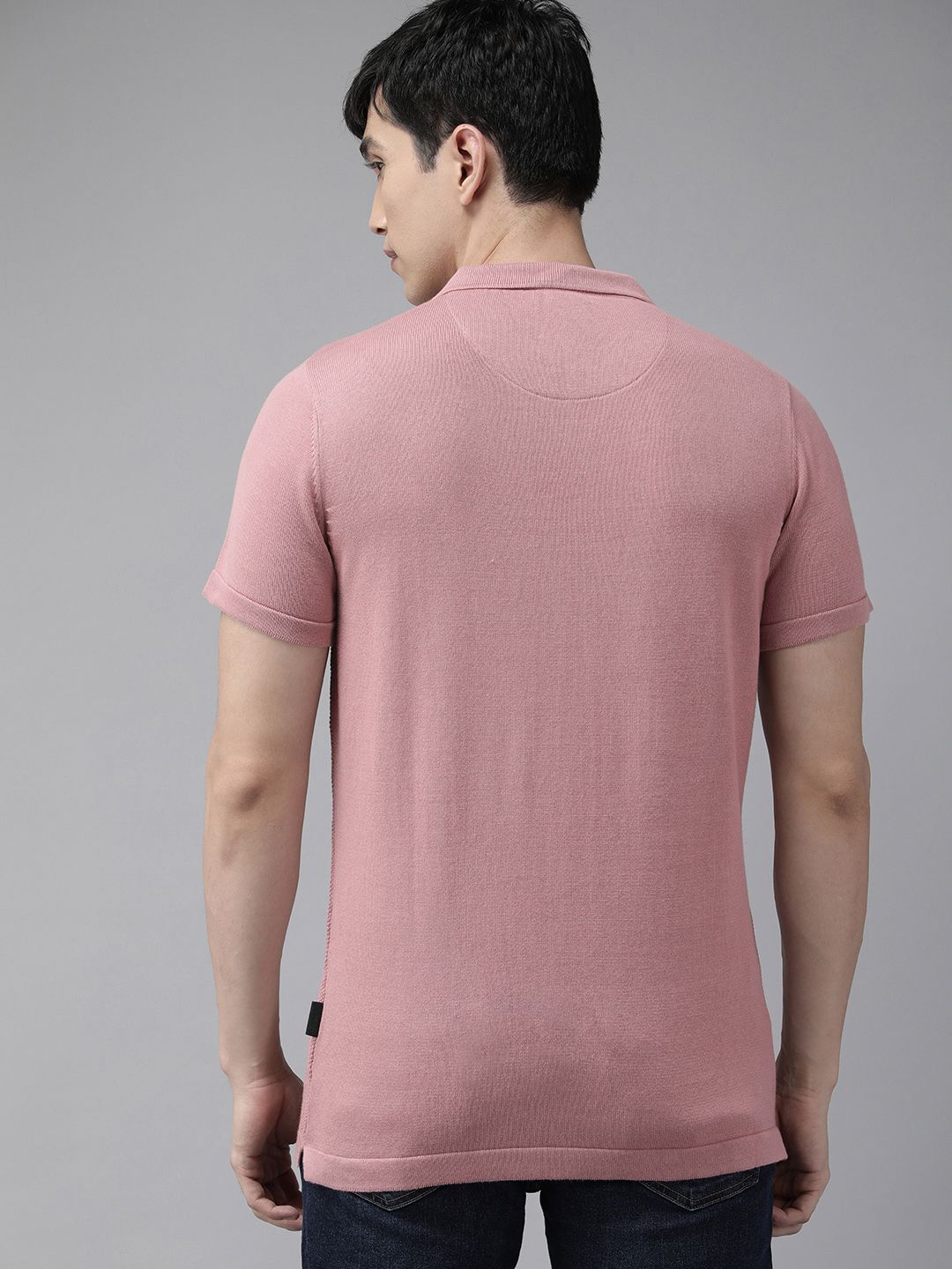 THE BEAR HOUSE Ardor Edition Men Pink Polo Collar Cotton Slim Fit T-shirt