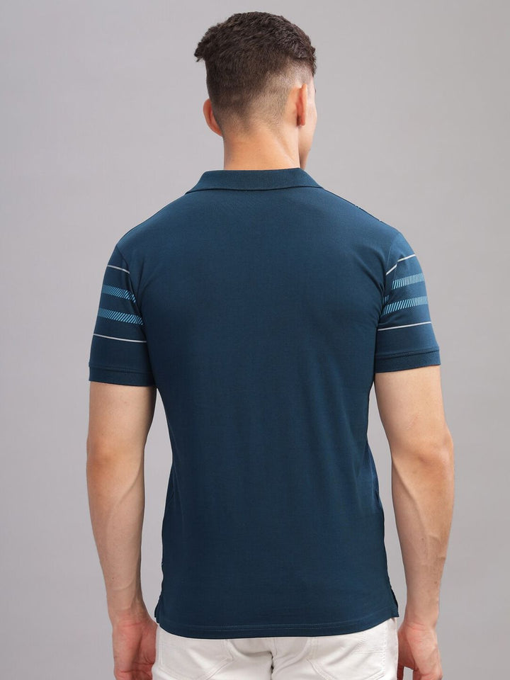 ADRO Striped Oversized Polo Collar Pure Cotton T-shirt