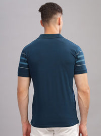 ADRO Striped Oversized Polo Collar Pure Cotton T-shirt