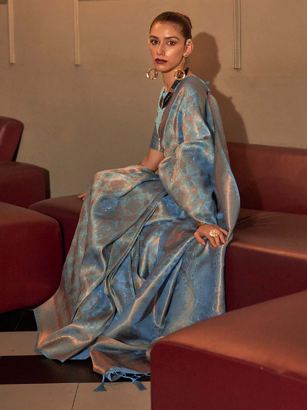 Saree mall Woven Design Zari Silk Blend Kanjeevaram Sarees