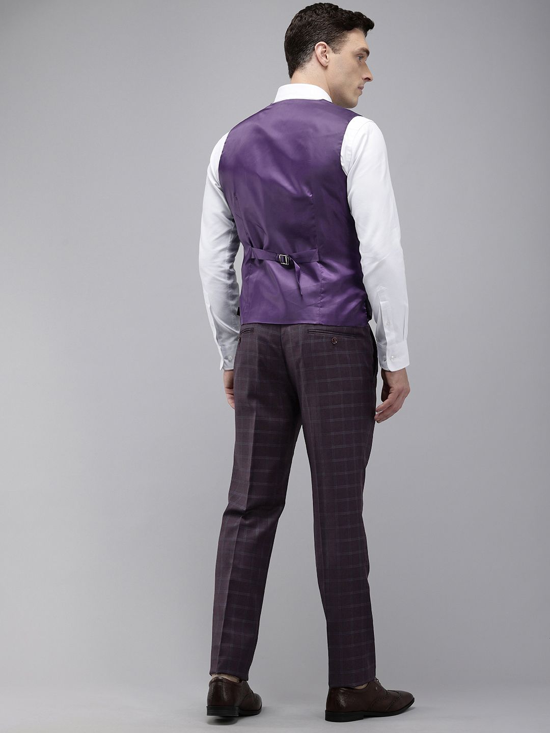 Park Avenue Checked Super Slim Fit Notched Lapel Single-Breasted Formal 3 Piece Suits