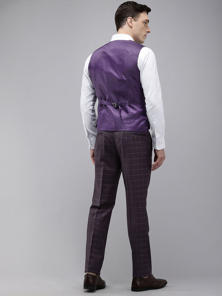 Park Avenue Checked Super Slim Fit Notched Lapel Single-Breasted Formal 3 Piece Suits