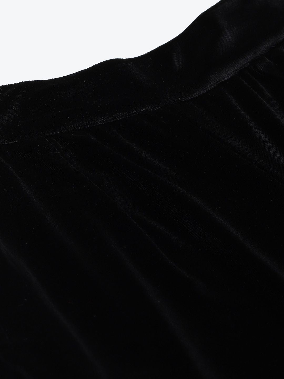 SASSAFRAS Women Black High-Rise Velvet Trousers