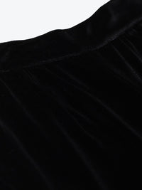 SASSAFRAS Women Black High-Rise Velvet Trousers