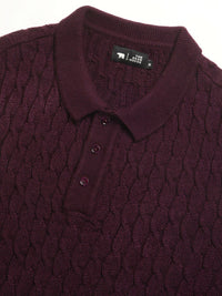 THE BEAR HOUSE Self Design Regular Fit Polo Collar Cotton T-shirt
