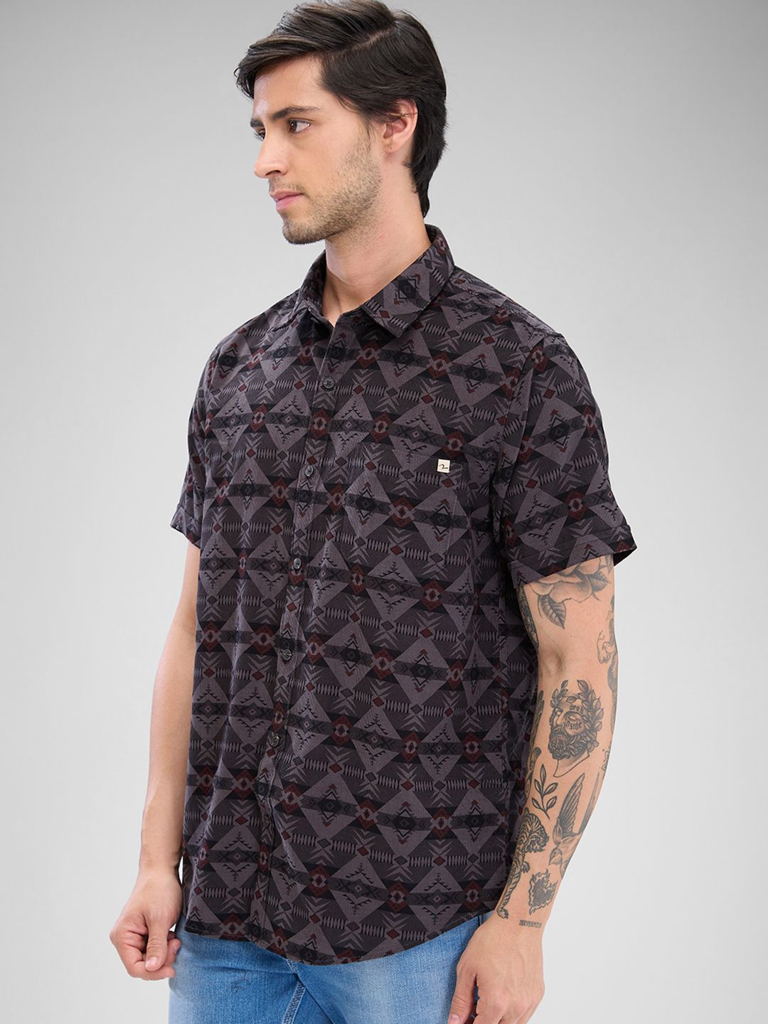 SPYKAR Men Slim Fit Abstract Printed Casual Shirt