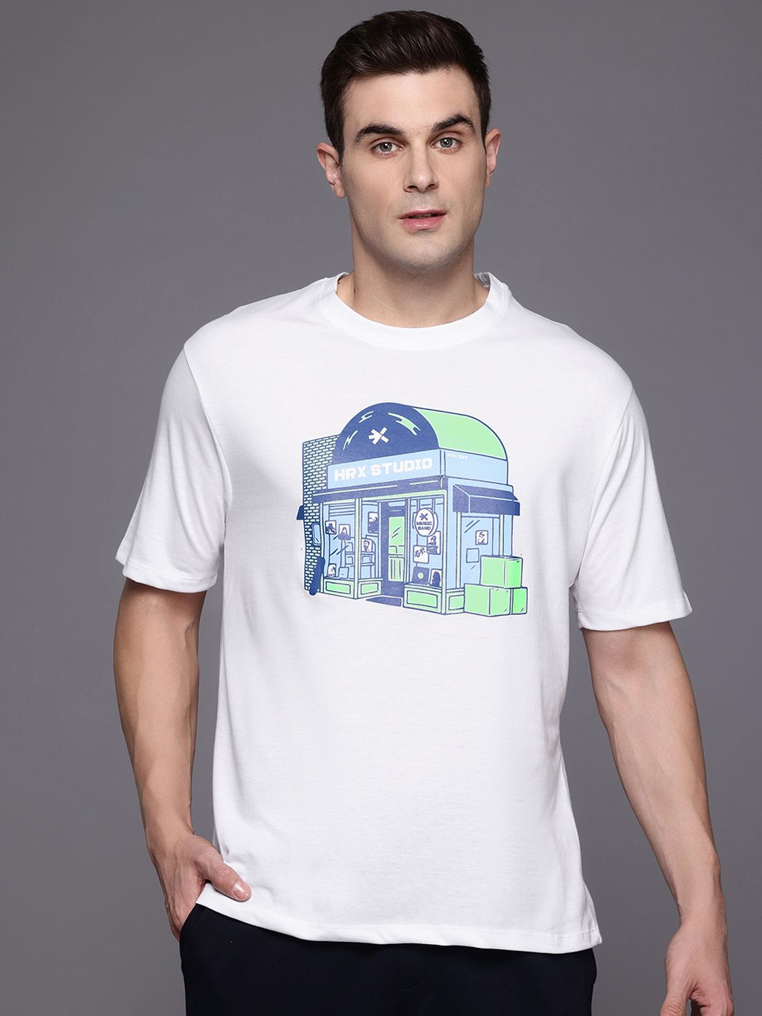 HRX by Hrithik Roshan Quirky Graphic Print Regular Fit Lifestyle T-shirt