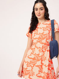 DressBerry feminine Charm Floral Fairy Tale Print Styled Back A-Line Mini Dress