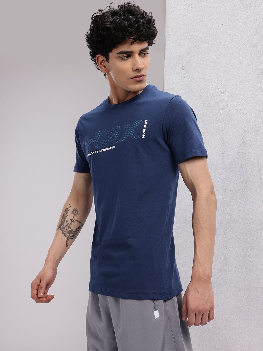 HRX by Hrithik Roshan Brand Logo Print Training T-shirt