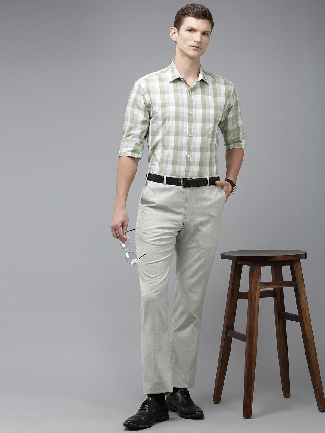 Park Avenue Men Pure Cotton Slim Fit Buffalo Checks Formal Shirt