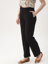 DressBerry Women Black Regular Mid-Rise Trousers