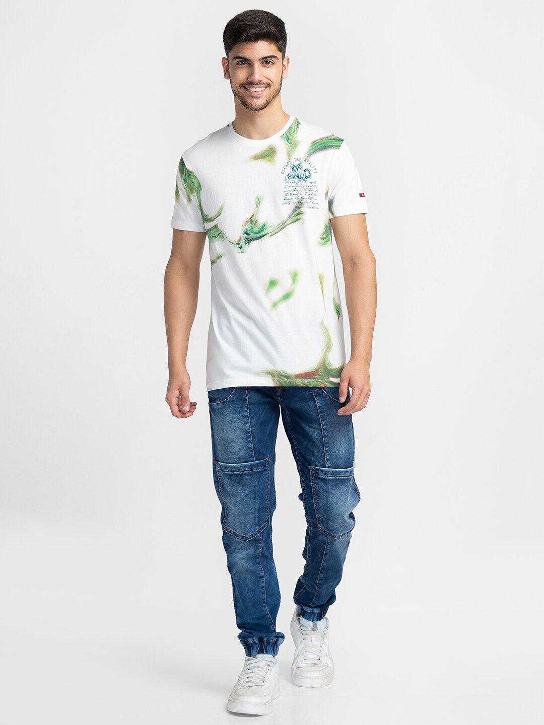Being Human Abstract Printed Round Neck T-shirt