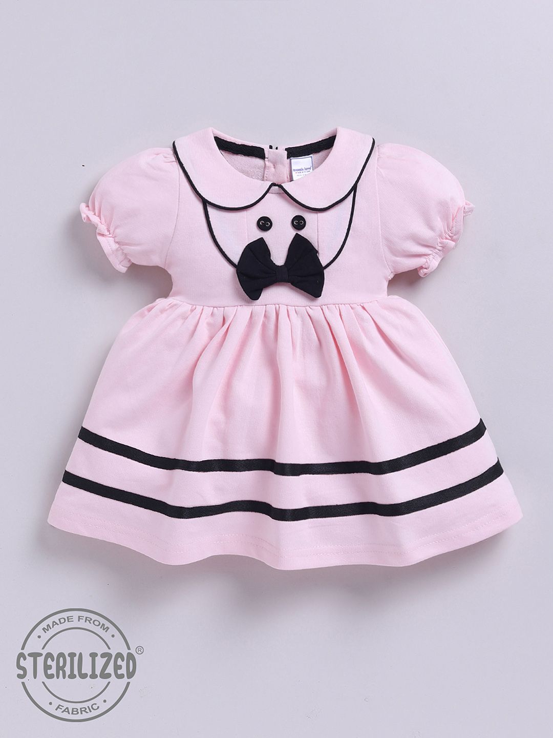 Moms Love Infant Girls Peter Pan Collar Puff Sleeve Fit & Flare Dress