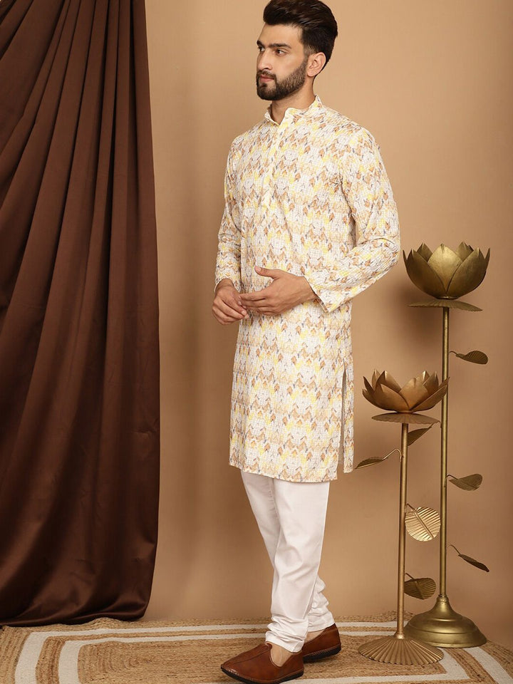 SOJANYA Floral Embroidered Thread Work Pure Cotton Straight Kurta with Churidar