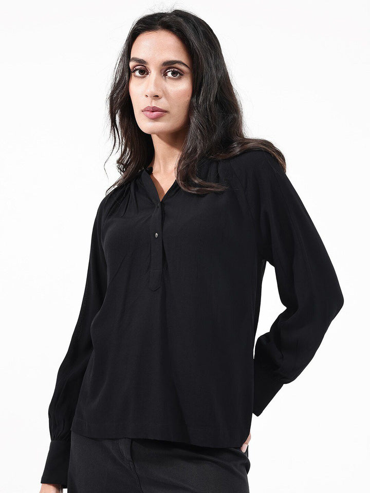 RAREISM Kella V-Neck Cuffed Sleeves Regular Top