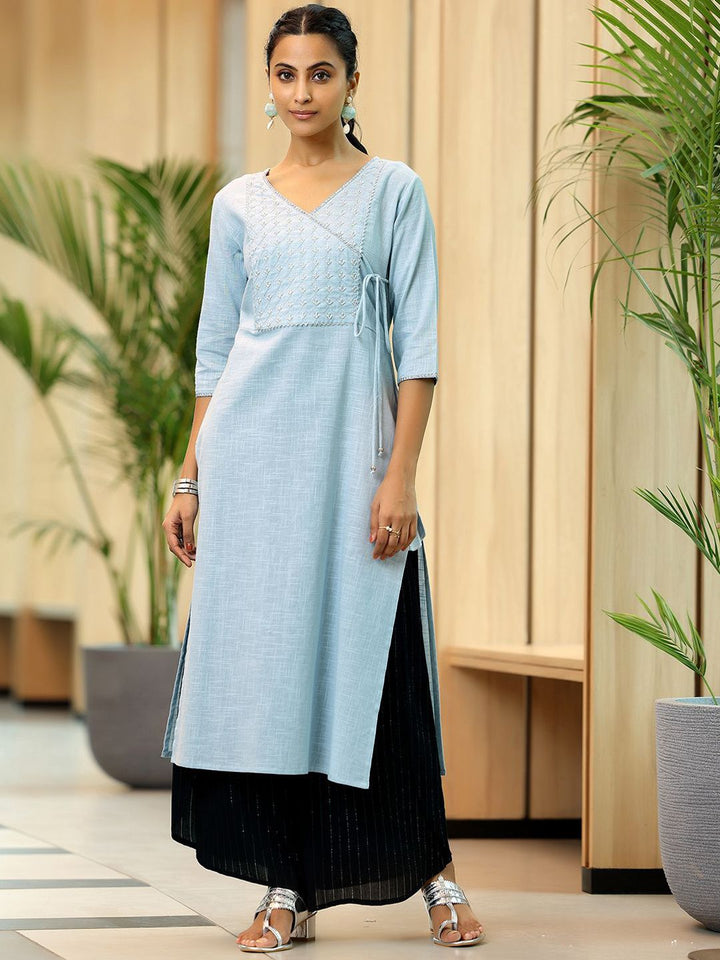 Libas Floral Yoke Design Cotton Straight Kurta