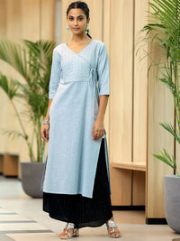 Libas Floral Yoke Design Cotton Straight Kurta