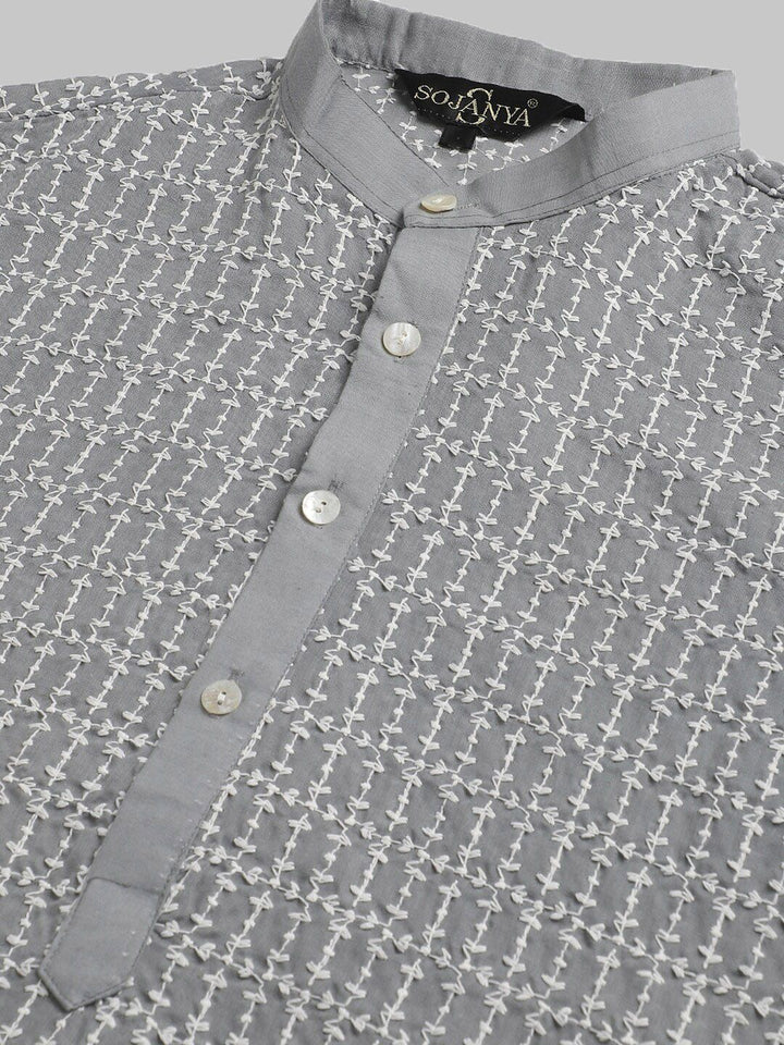 SOJANYA Embroidered Pure Cotton Kurta with Churidar