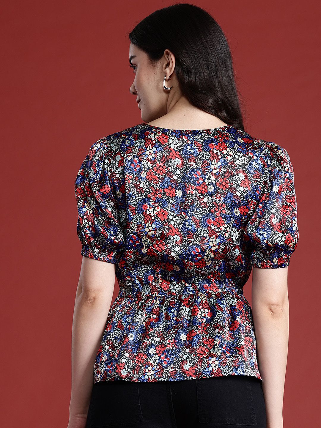 all about you Floral Print Cinched Waist Top