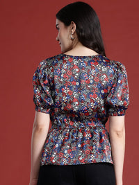all about you Floral Print Cinched Waist Top