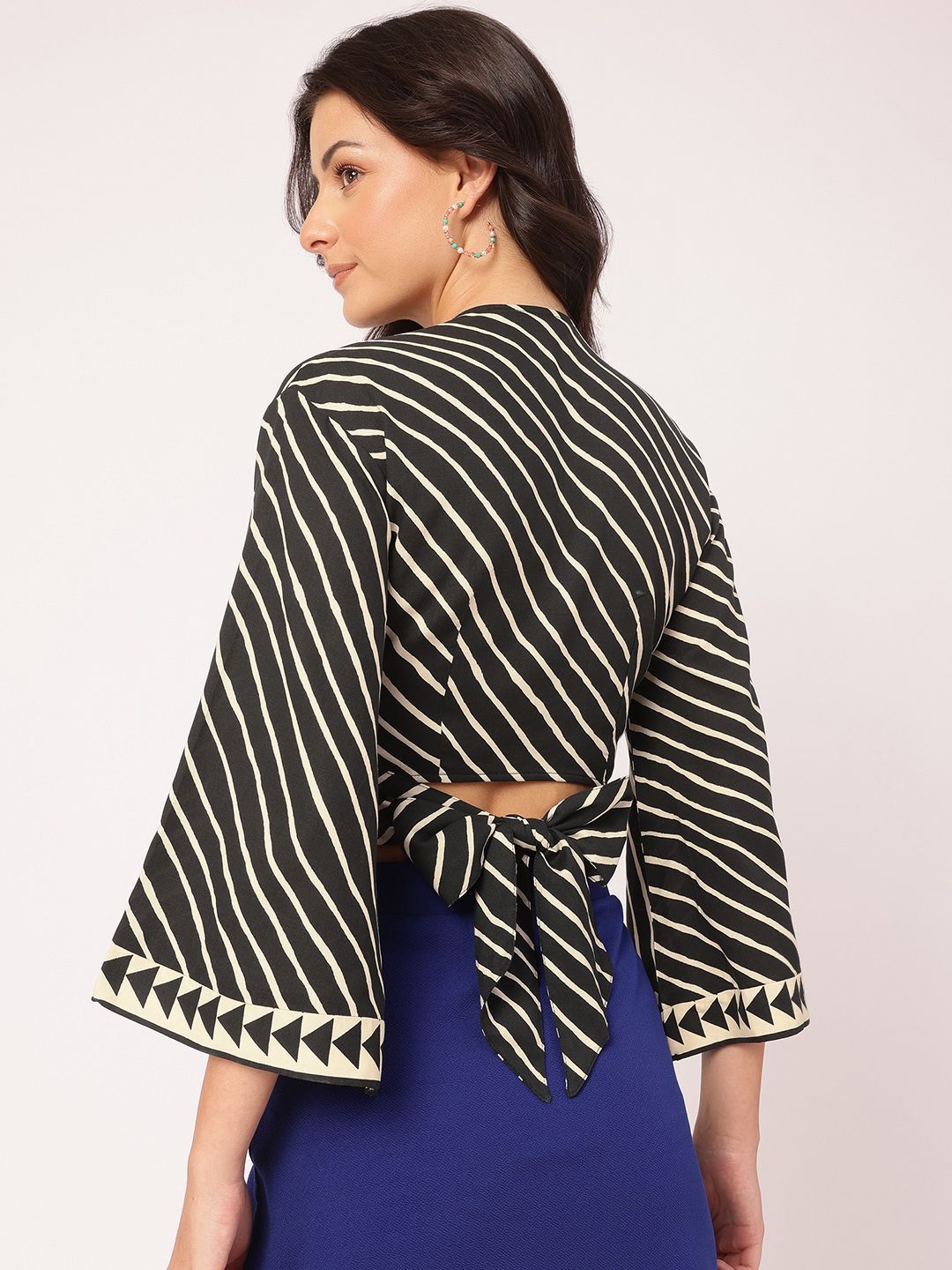 DressBerry Fashionable Flows Striped Wrap Top