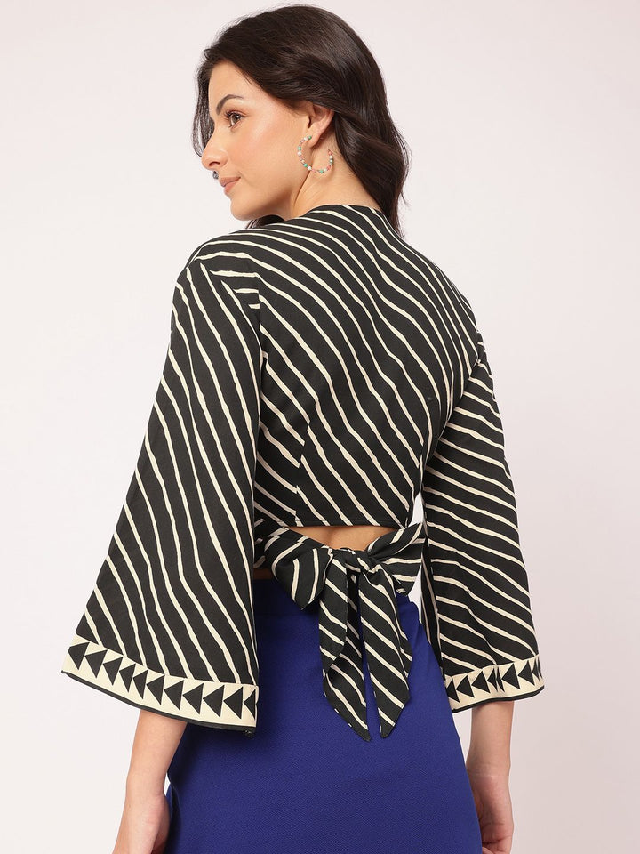 DressBerry Fashionable Flows Striped Wrap Top