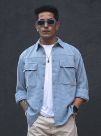 Powerlook India Slim Self Designed Spread Collar Casual Oversized Shirt