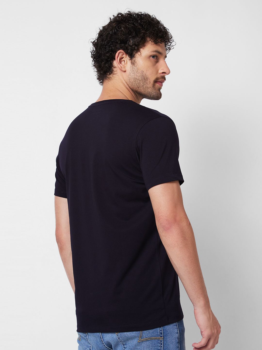 SPYKAR Round Neck Short Sleeves Printed Slim Fit Cotton T-shirt