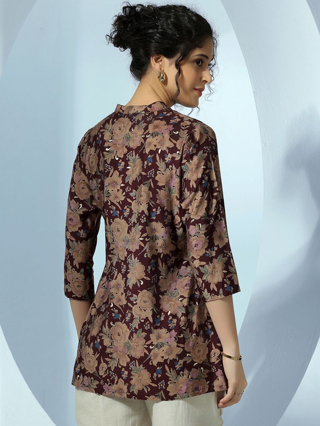 Libas Women Printed Mandarin Collar Tunic