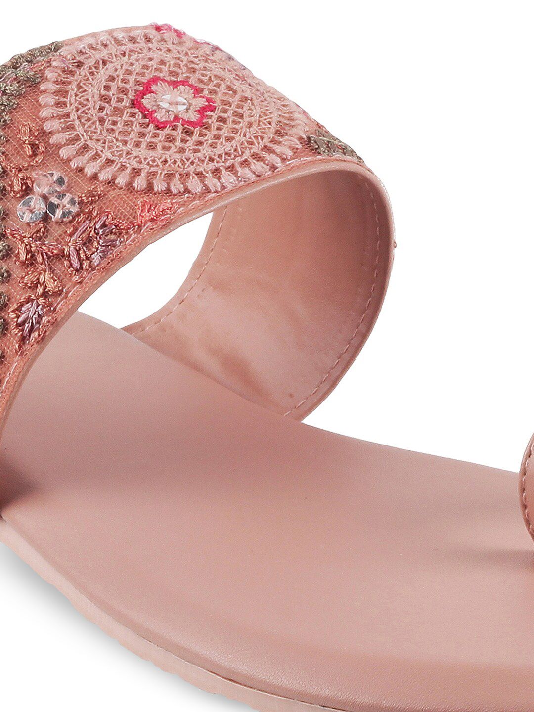 Metro Women Peach-Coloured One Toe Flats
