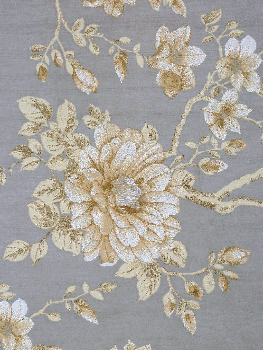 KLOTTHE Grey & Beige Floral 400TC Cotton Super King Bedsheet With 2 Pillow Covers