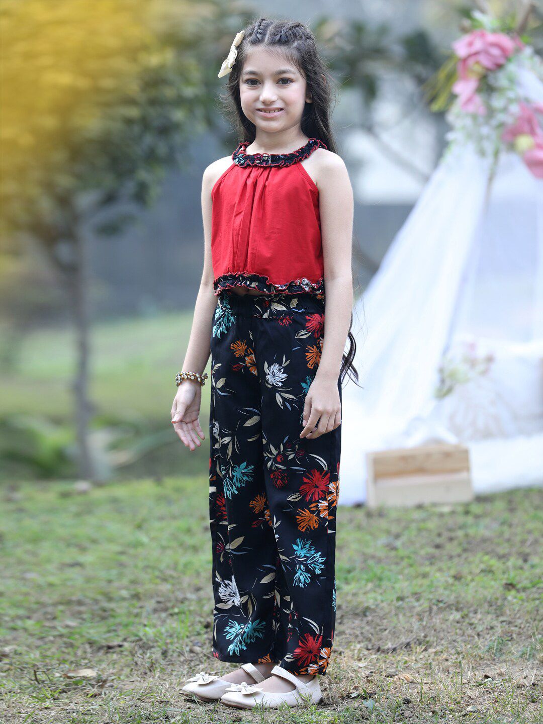 Cutiekins Girls Round Neck Top with Trousers