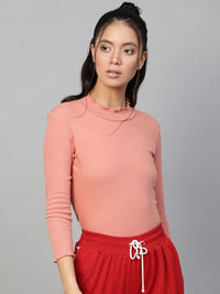 SASSAFRAS Peach-Coloured High-Neck Top