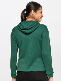 AND Women Green Solid Hooded Top