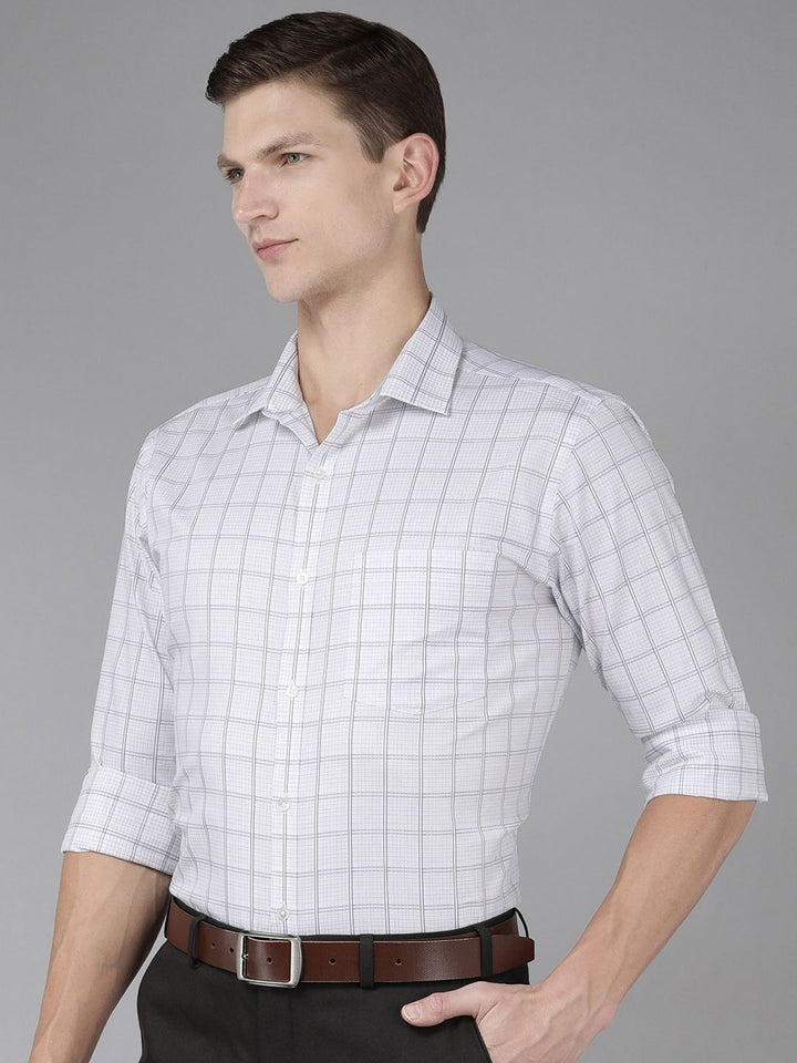 Park Avenue Windowpane Checked Slim Fit Pure Cotton Formal Shirt