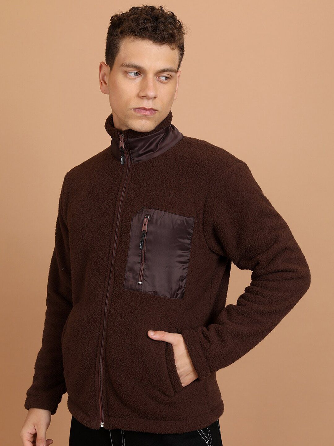 HIGHLANDER Mock Collar Front-Open Sweatshirt