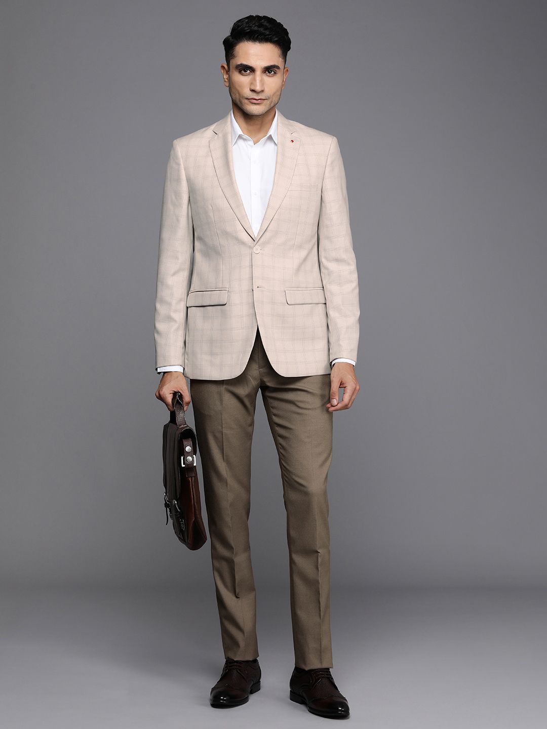 Raymond Contemporary Fit Single-Breasted Checked Formal Blazers