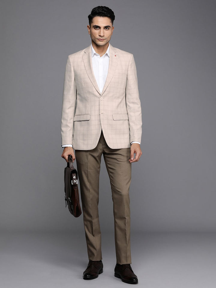 Raymond Contemporary Fit Single-Breasted Checked Formal Blazers
