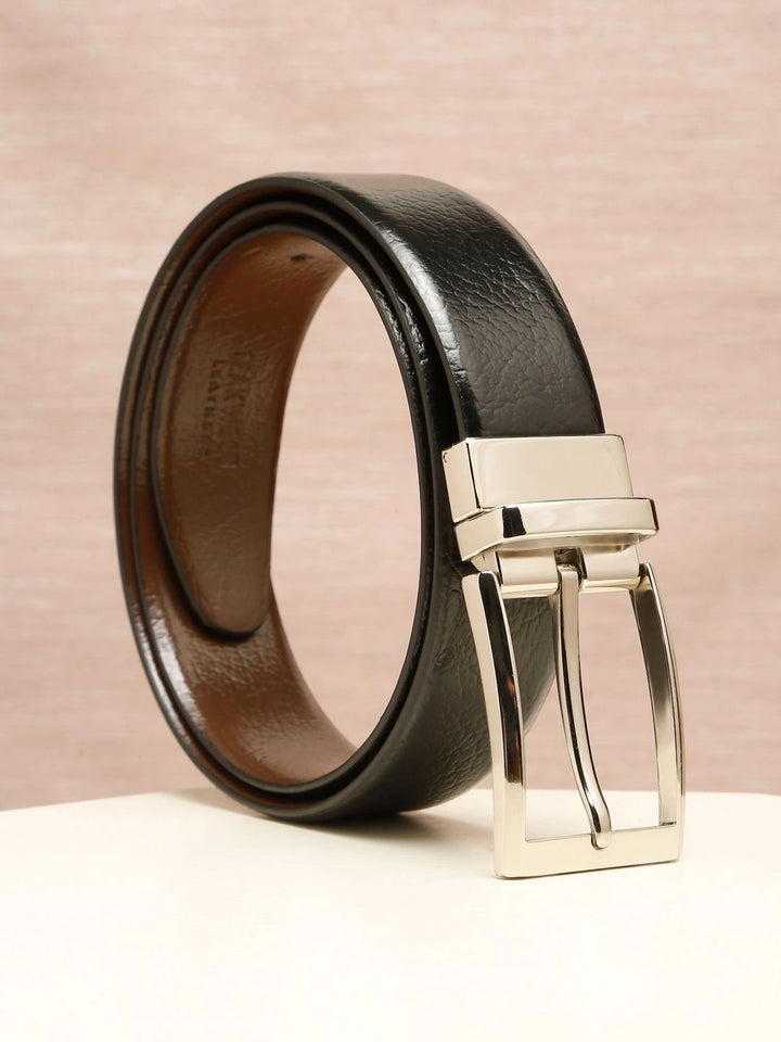 Teakwood Leathers Men Textured Leather Reversible Formal Belt