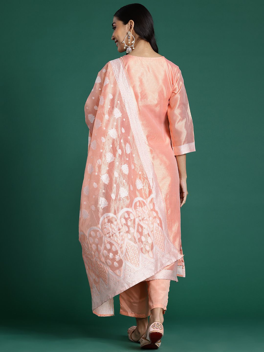 Indo Era Woven Design Kurta With Trousers & Dupatta