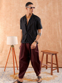The Indian Garage Co Men Relaxed Fit Solid Warp Knit Lace Resortwear Shirt